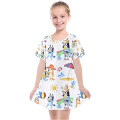 Bluey, Bluey Merch, Bluey Pattern, Bluey Bluey, Bingo, Bluey Design, Bluey Dog Kids  Smock Dress by avitendut