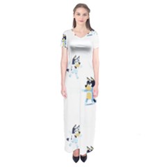 Bluey, Bluey Merch, Bluey Pattern, Bluey Bluey, Bingo, Bluey Design, Bluey Dog Short Sleeve Maxi Dress by avitendut