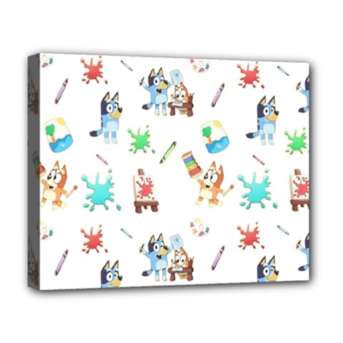 Bluey, Bluey Merch, Bluey Pattern, Bluey Bluey, Bingo, Bluey Design, Bluey Dog Deluxe Canvas 20  X 16  (stretched) by avitendut