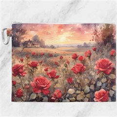 Roses Flower Field Sunset Nature Canvas Cosmetic Bag (xxxl) by Anend