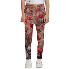 Roses Flower Field Sunset Nature Kids  Skirted Pants by Anend