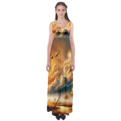 Nature Storm Painting Empire Waist Maxi Dress by Anend