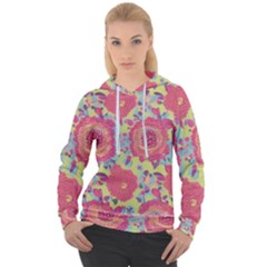 Mid Century Retro Floral 1970s 1960s Pattern 82 Women s Overhead Hoodie by violetheavensky
