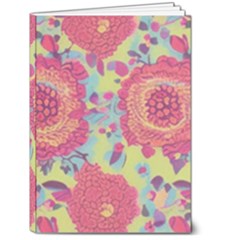 Mid Century Retro Floral 1970s 1960s Pattern 82 5  X 7  Hardcover Notebook by violetheavensky