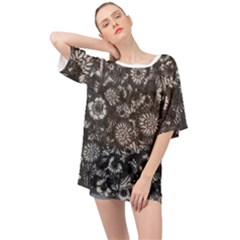 Mid Century Retro Floral 1970s 1960s Pattern 71 Oversized Chiffon Top by violetheavensky