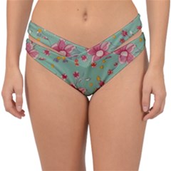 Mid Century Retro Floral 1970s 1960s Pattern 79 Double Strap Halter Bikini Bottoms by violetheavensky
