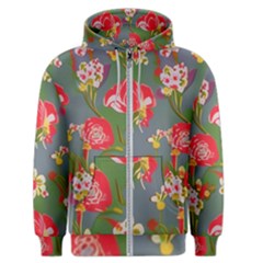 Mid Century Retro Floral 1970s 1960s Pattern 83 Men s Zipper Hoodie by violetheavensky