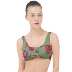 Mid Century Retro Floral 1970s 1960s Pattern 76 The Little Details Bikini Top by violetheavensky