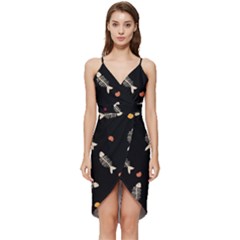 Pattern Design Seamless Fishbone Wrap Frill Dress by Tsamara
