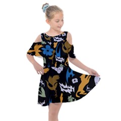 Pattern Design Seamless Texture Kids  Shoulder Cutout Chiffon Dress by Tsamara