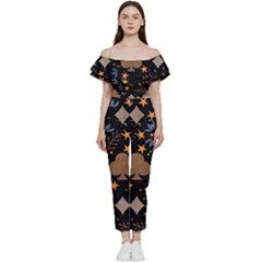 Seamless Pattern Repeat Repetition Bardot Ruffle Jumpsuit by Tsamara