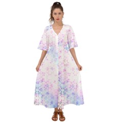 Digital Art Artwork Abstract Pink Purple Kimono Sleeve Boho Dress by Dutashop
