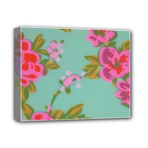 Mid Century Retro Floral 1970s 1960s Pattern 81 Deluxe Canvas 14  X 11  (stretched) by violetheavensky