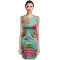 Mid Century Retro Floral 1970s 1960s Pattern 81 Sleeveless Velvet Midi Dress by violetheavensky