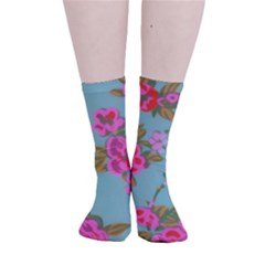 Mid Century Retro Floral 1970s 1960s Pattern 81 Smooth Crew Length Tube Socks by violetheavensky