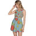 Mid Century Retro Floral 1970s 1960s Pattern 78 Sleeveless High Waist Mini Dress View2