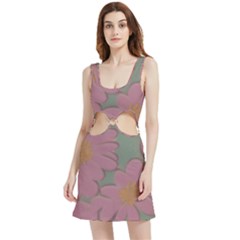 Mid Century Retro Floral 1970s 1960s Pattern 80 Velour Cutout Dress by violetheavensky