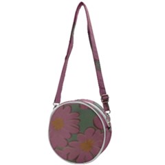 Mid Century Retro Floral 1970s 1960s Pattern 80 Crossbody Circle Bag by violetheavensky
