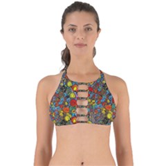 Mid Century Retro Floral 1970s 1960s Pattern 56 Perfectly Cut Out Bikini Top by violetheavensky