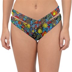 Mid Century Retro Floral 1970s 1960s Pattern 56 Double Strap Halter Bikini Bottoms by violetheavensky