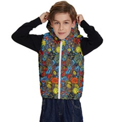 Mid Century Retro Floral 1970s 1960s Pattern 56 Kids  Stylish Hooded Puffer Vest by violetheavensky