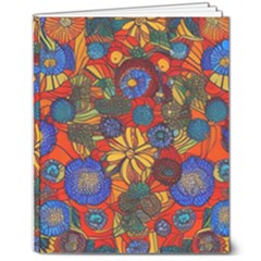 Mid Century Retro Floral 1970s 1960s Pattern 69 8  X 10  Softcover Notebook by violetheavensky