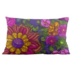 Mid Century Retro Floral 1970s 1960s Pattern 55 24 x16  Lumbar Throw Cushion Case (two Sides) by violetheavensky