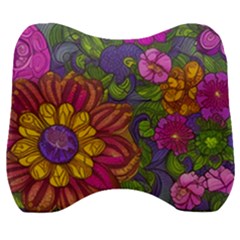 Mid Century Retro Floral 1970s 1960s Pattern 55 Velour Head Support Cushion by violetheavensky