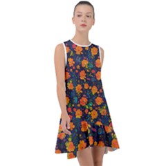 Mid Century Retro Floral 1970s 1960s Pattern 61 Frill Swing Dress by violetheavensky