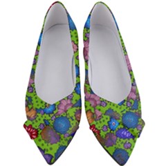 Mid Century Retro Floral 1970s 1960s Pattern 59 Women s Bow Heels by violetheavensky