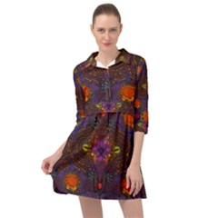 Mid Century Retro Floral 1970s 1960s Pattern 67 Mini Skater Shirt Dress by violetheavensky