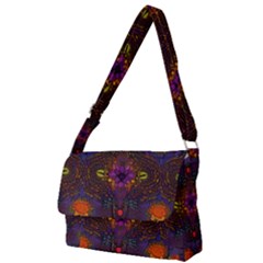 Mid Century Retro Floral 1970s 1960s Pattern 67 Full Print Messenger Bag (l) by violetheavensky