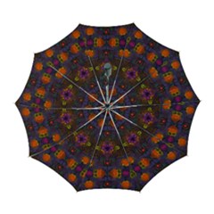 Mid Century Retro Floral 1970s 1960s Pattern 67 Automatic Folding Umbrella With Case (large) by violetheavensky