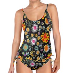 Mid Century Retro Floral 1970s 1960s Pattern 57 Tankini Set by violetheavensky