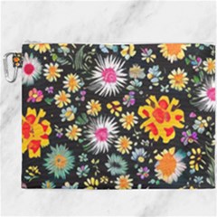Mid Century Retro Floral 1970s 1960s Pattern 57 Canvas Cosmetic Bag (xxxl) by violetheavensky