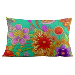 Mid Century Retro Floral 1970s 1960s Pattern 58 24 x16  Lumbar Throw Cushion Case (two Sides) by violetheavensky