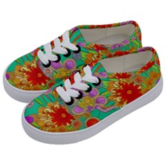 Mid Century Retro Floral 1970s 1960s Pattern 58 Kids  Classic Low Top Sneakers by violetheavensky