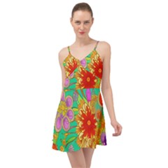 Mid Century Retro Floral 1970s 1960s Pattern 58 Summer Time Chiffon Dress by violetheavensky