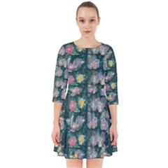 Mid Century Retro Floral 1970s 1960s Pattern 62 Smock Dress by violetheavensky