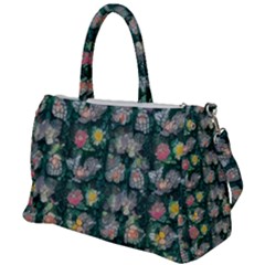 Mid Century Retro Floral 1970s 1960s Pattern 62 Duffel Travel Bag by violetheavensky