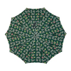 Mid Century Retro Floral 1970s 1960s Pattern 62 Automatic Folding Umbrella With Case (large) by violetheavensky