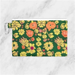 Mid Century Retro Floral 1970s 1960s Pattern 68 Canvas Cosmetic Bag (large) by violetheavensky