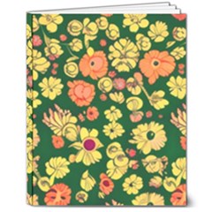 Mid Century Retro Floral 1970s 1960s Pattern 68 8  X 10  Hardcover Notebook by violetheavensky