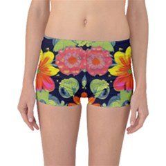 Mid Century Retro Floral 1970s 1960s Pattern 54 Boyleg Bikini Bottoms by violetheavensky