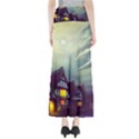 Village Moon Cloudy Historical Tudor Architecture Houses Town Night Windows City Full Length Maxi Skirt View2
