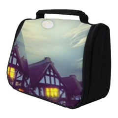 Village Moon Cloudy Historical Tudor Architecture Houses Town Night Windows City Full Print Travel Pouch (small) by Posterlux