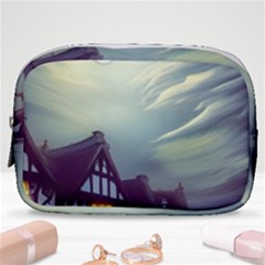 Village Moon Cloudy Historical Tudor Architecture Houses Town Night Windows City Make Up Pouch (small) by Posterlux