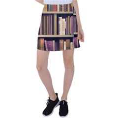 Books Bookshelves Office Fantasy Background Artwork Book Cover Apothecary Book Nook Literature Libra Tennis Skirt by Posterlux