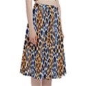 Blue Brown Leopard A-Line Full Circle Midi Skirt With Pocket View3