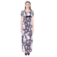 Easter Bunny Pattern Short Sleeve Maxi Dress by Valentinaart
